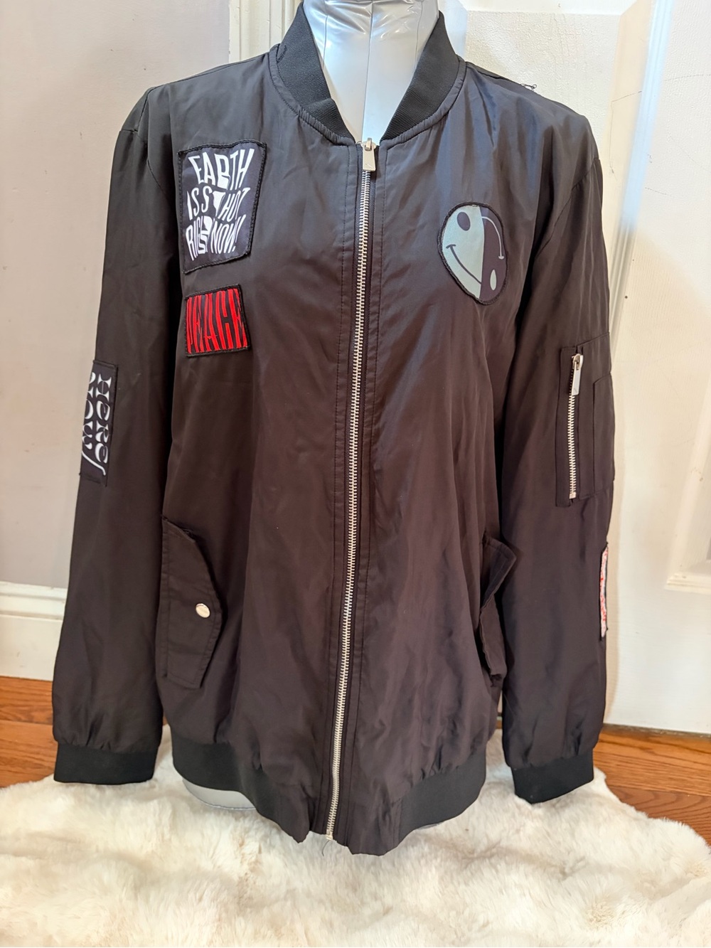 Renuar Black Patch Bomber Jacket